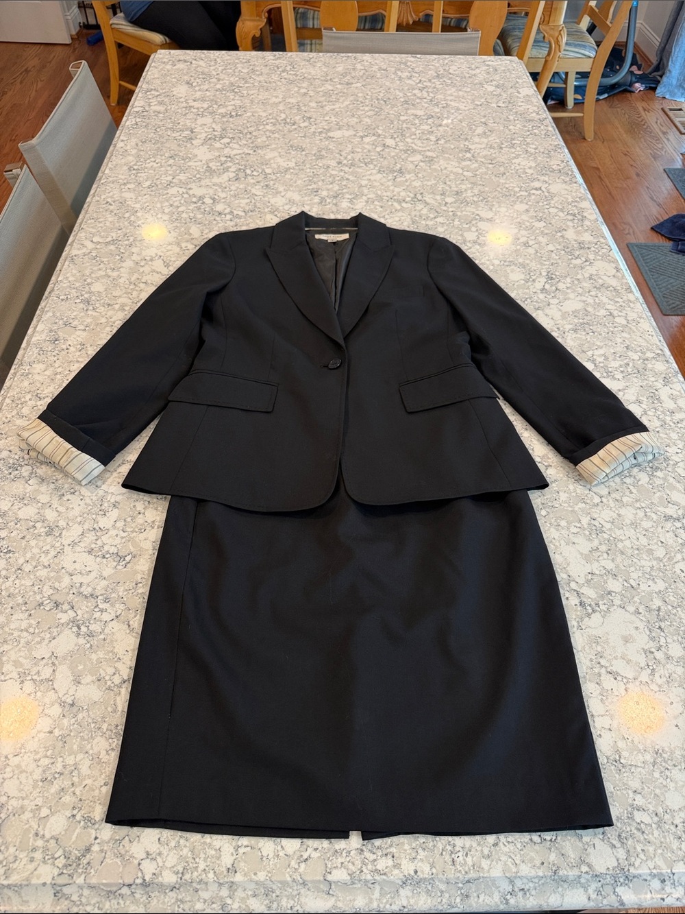 Anne Klein Platinum Black Women's Blazer Jacket and skirt suit set size 8